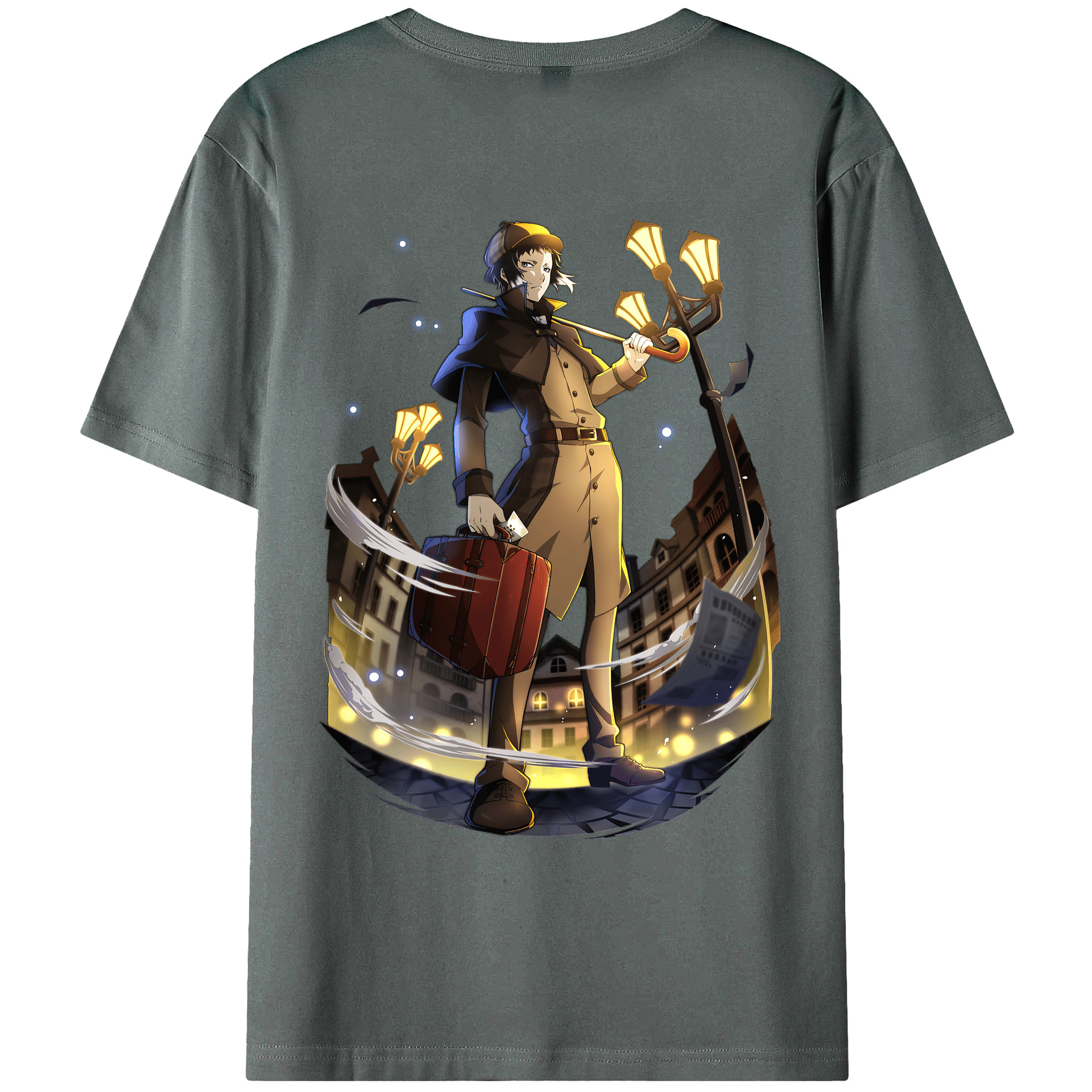 （画像用） 文豪ストレイドッグス Bungo Stray Dogs 綿100％ メンズ半袖Tシャツ（バックプリント） 通気性